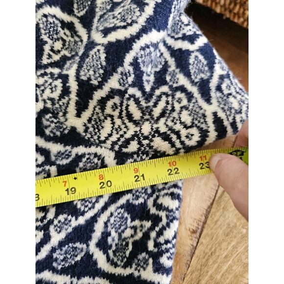 J Mclaughlin Soft Knit Cardigan Duster Women's Size L Navy Damask Cozy - Picture 7 of 14